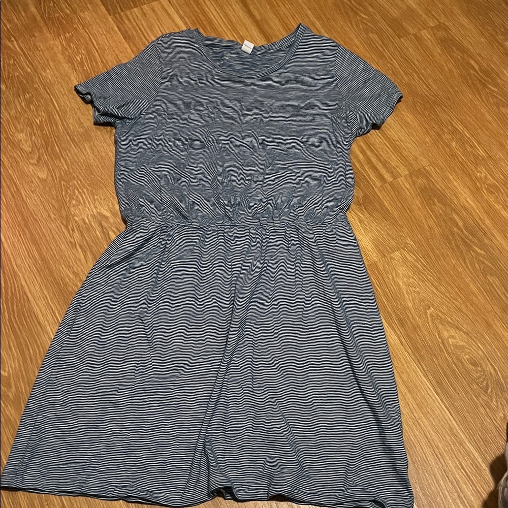 Casual Short Sleeve Blue Stripe Women’s Dress